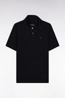 Polo manches courtes en coton Pima noir coupe droite