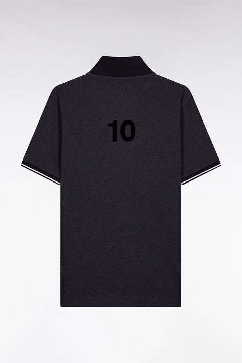 New Zealand short-sleeved polo shirt in grey cotton piqué, loose fit - Image 2