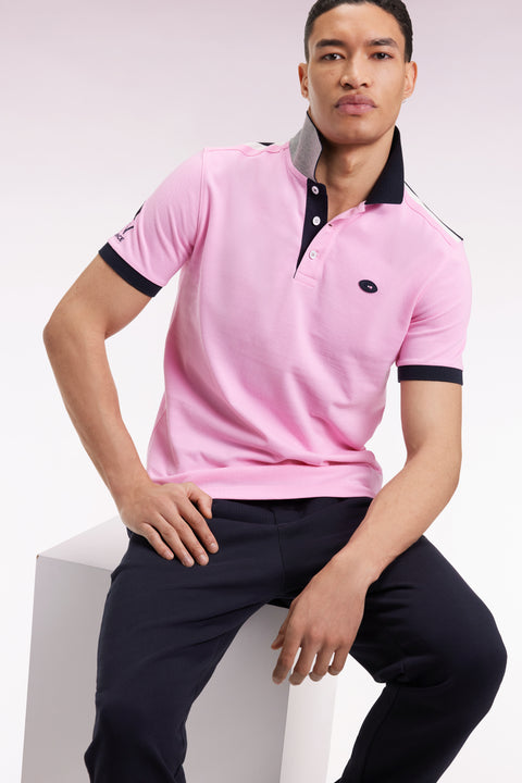 XV de France short-sleeved pink cotton polo shirt, straight cut - Image 1