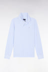 Long-sleeved polo shirt in straight-cut sky Pima cotton