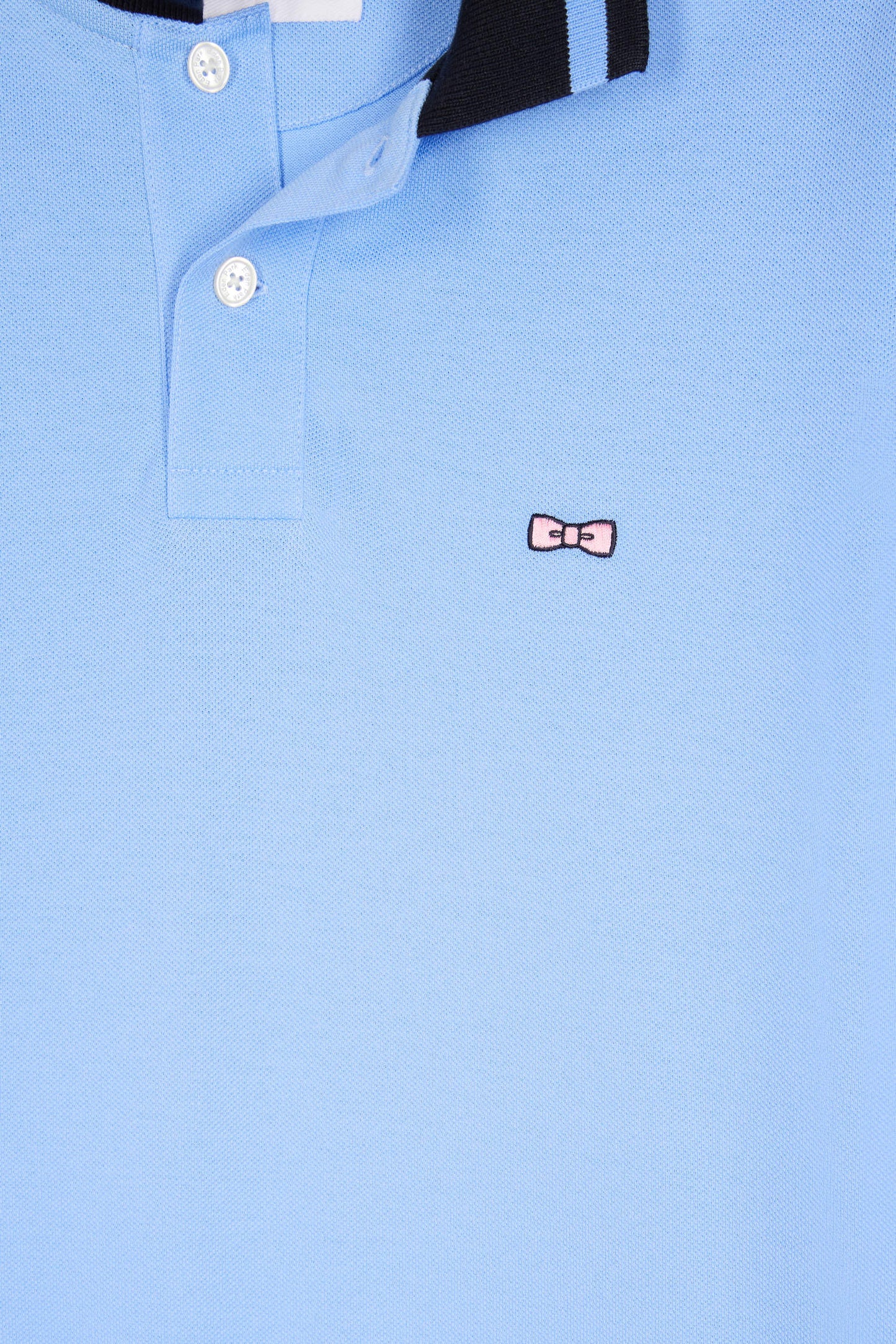 Long-sleeved polo shirt in two-tone cotton piqué with sky embroidery 10