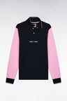 Long-sleeved polo shirt in two-tone pink cotton piqué with Eden Park logo