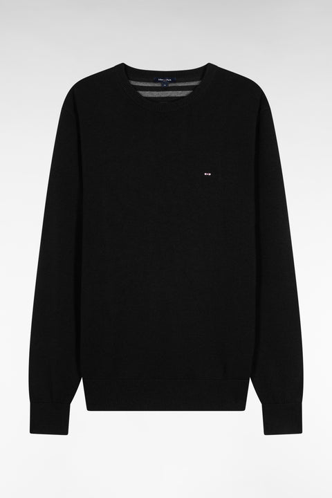 Black wool and cotton round-neck sweater - Image 1
