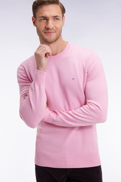 Pink wool and cotton round-neck sweater - Image 1