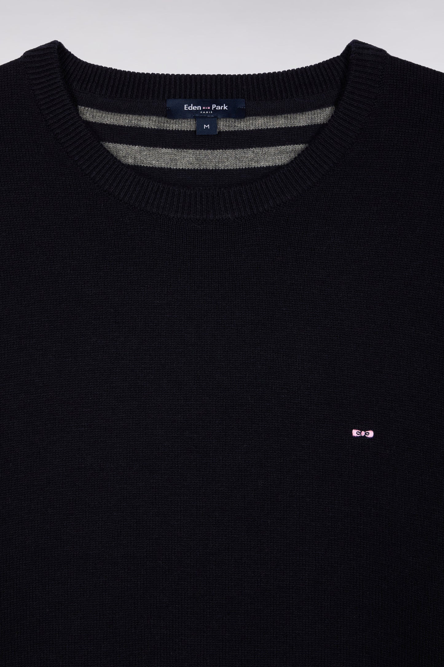Navy wool and cotton round-neck sweater