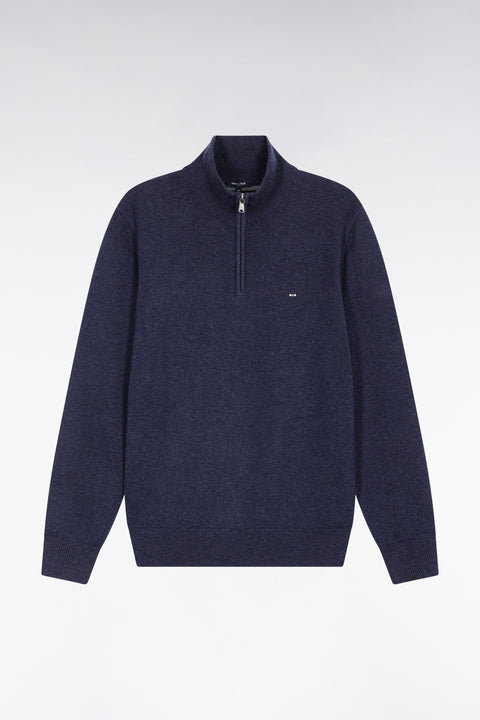 Blue wool and cotton trucker-neck sweater - Image 2