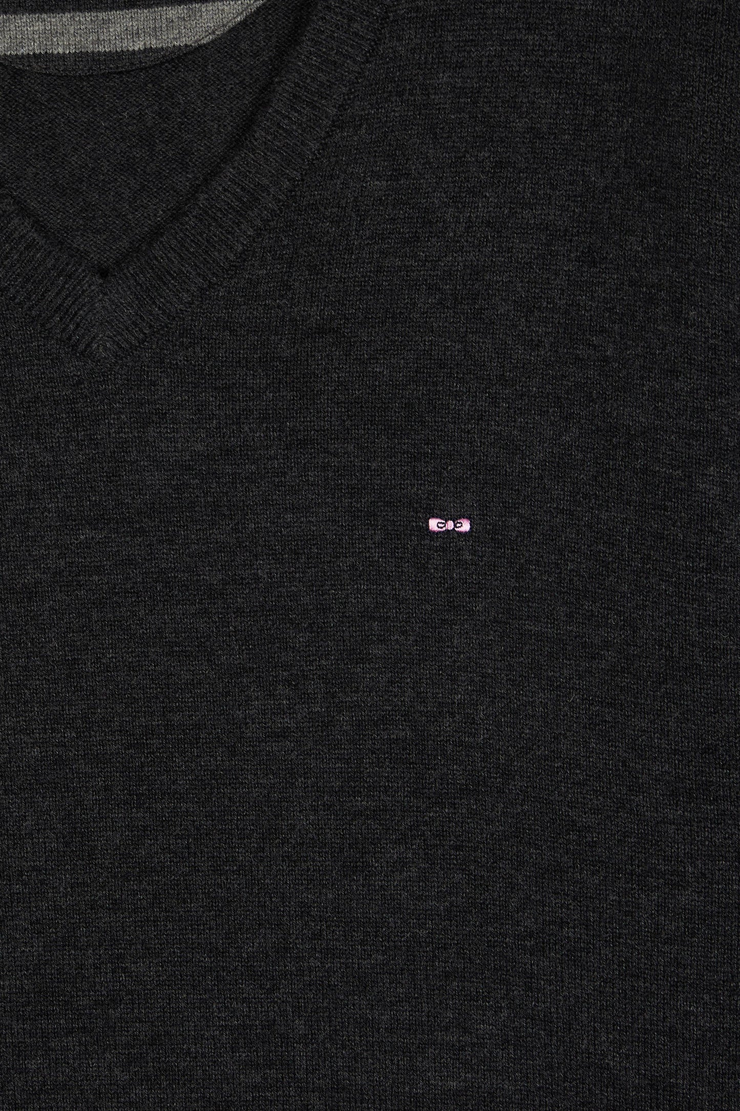 Dark grey wool and cotton V-neck sweater