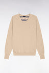 Camel wool and cotton V-neck sweater - A SHOOTER