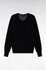 Black wool and cotton V-neck sweater
