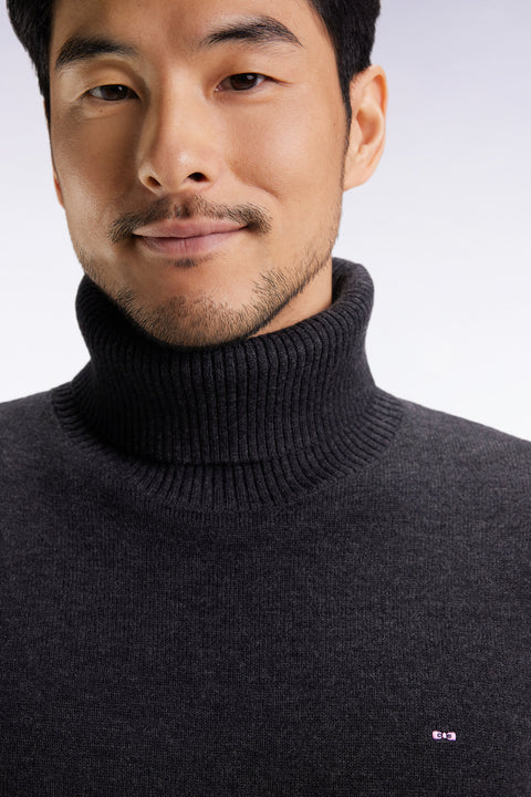 Dark grey wool and cotton turtleneck sweater - Image 3