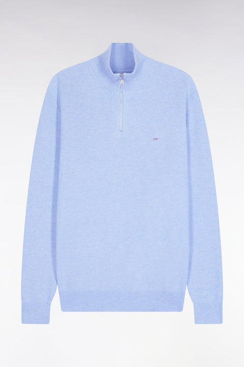 Honeycomb cotton trucker-neck sweater sky - Image 2