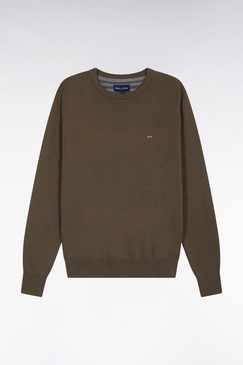 Round-neck sweater in thick khaki cotton - Image 2