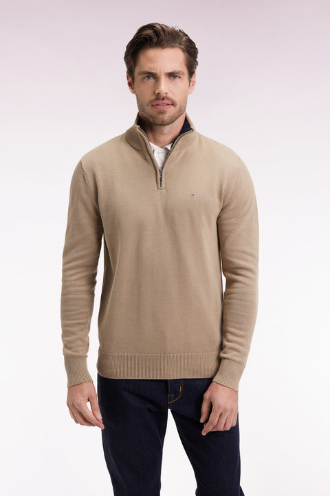 Beige heavy cotton trucker-neck sweater - Image 3