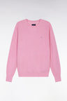 Pull col rond en coton nid d'abeille rose