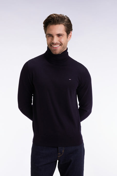Navy merino wool turtleneck sweater - Image 3
