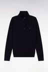 Navy merino wool jersey-neck sweater
