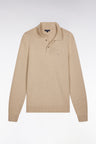 Pull col maillot épais en laine et coton beige
