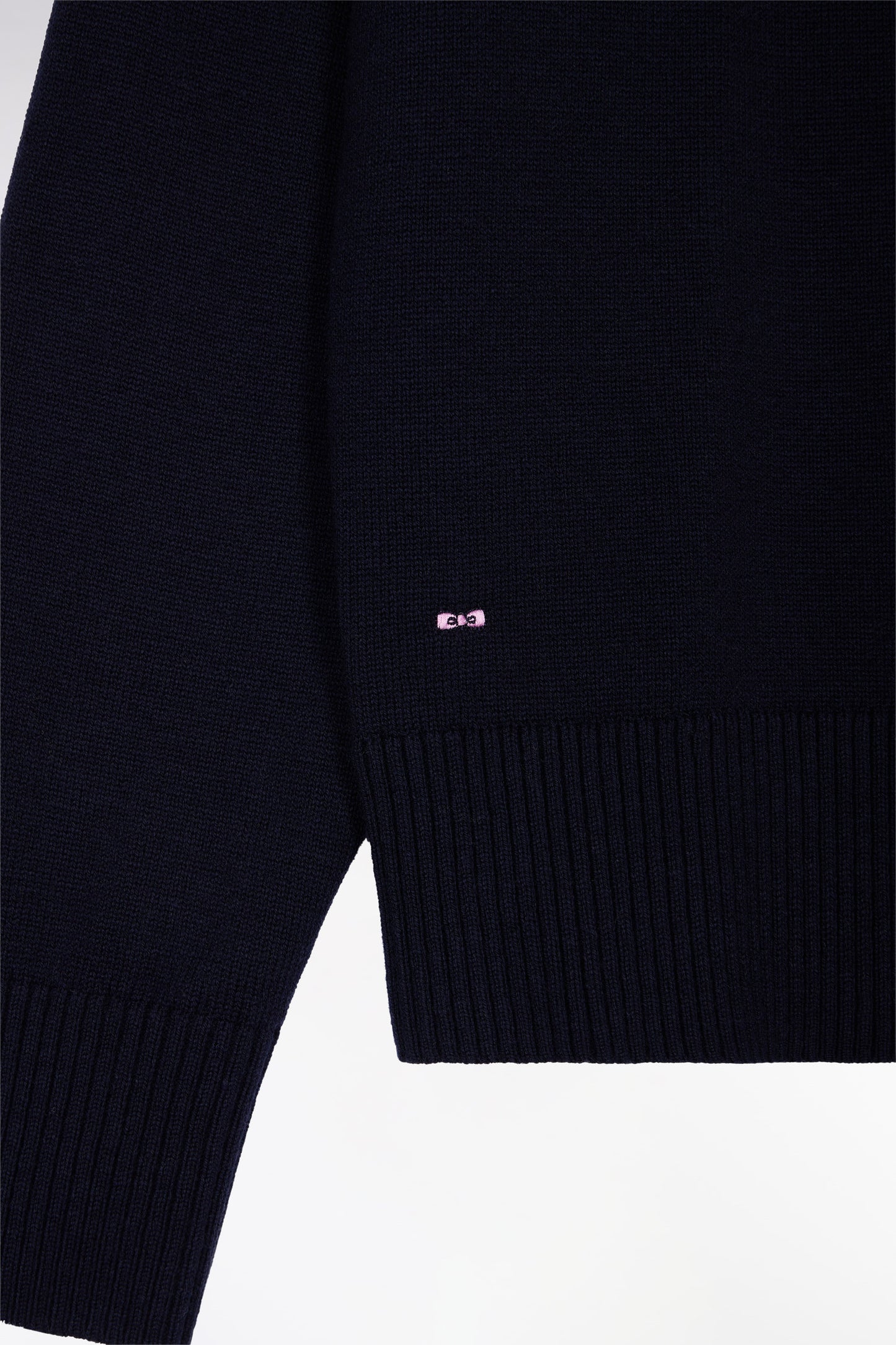 Round-neck sweater in wool and navy cotton Relaxed fit