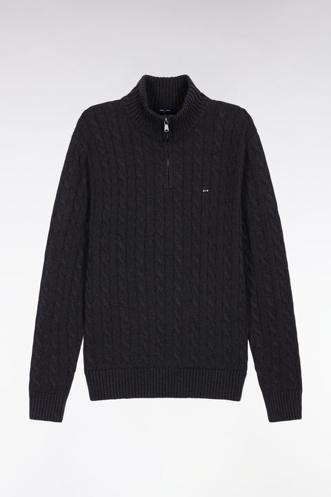 Grey cotton trucker-neck sweater - Image 2