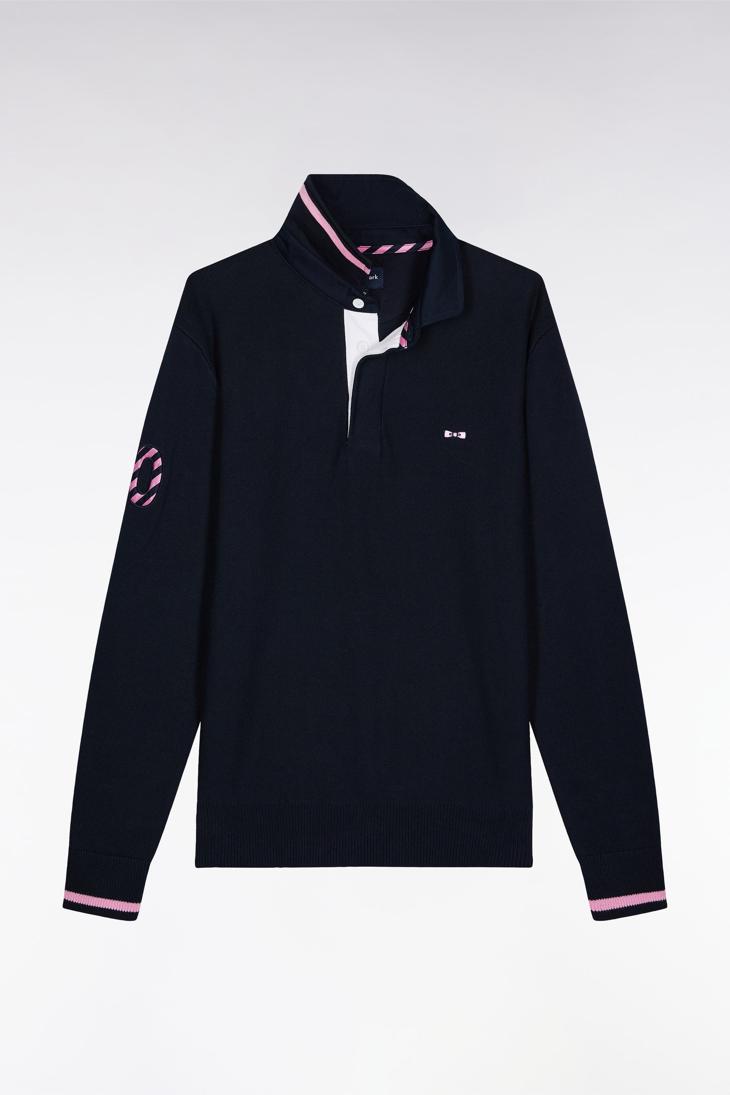 Navy cotton embroidered jersey-neck sweater 10