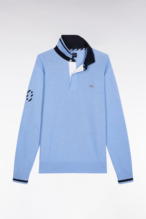 Sky cotton embroidered jersey-neck sweater 10 - Image 2