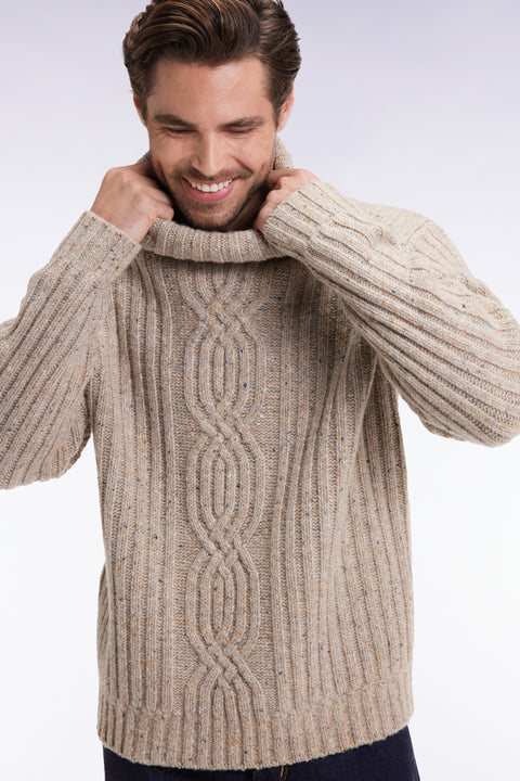 Beige virgin wool blend turtleneck sweater - Image 1