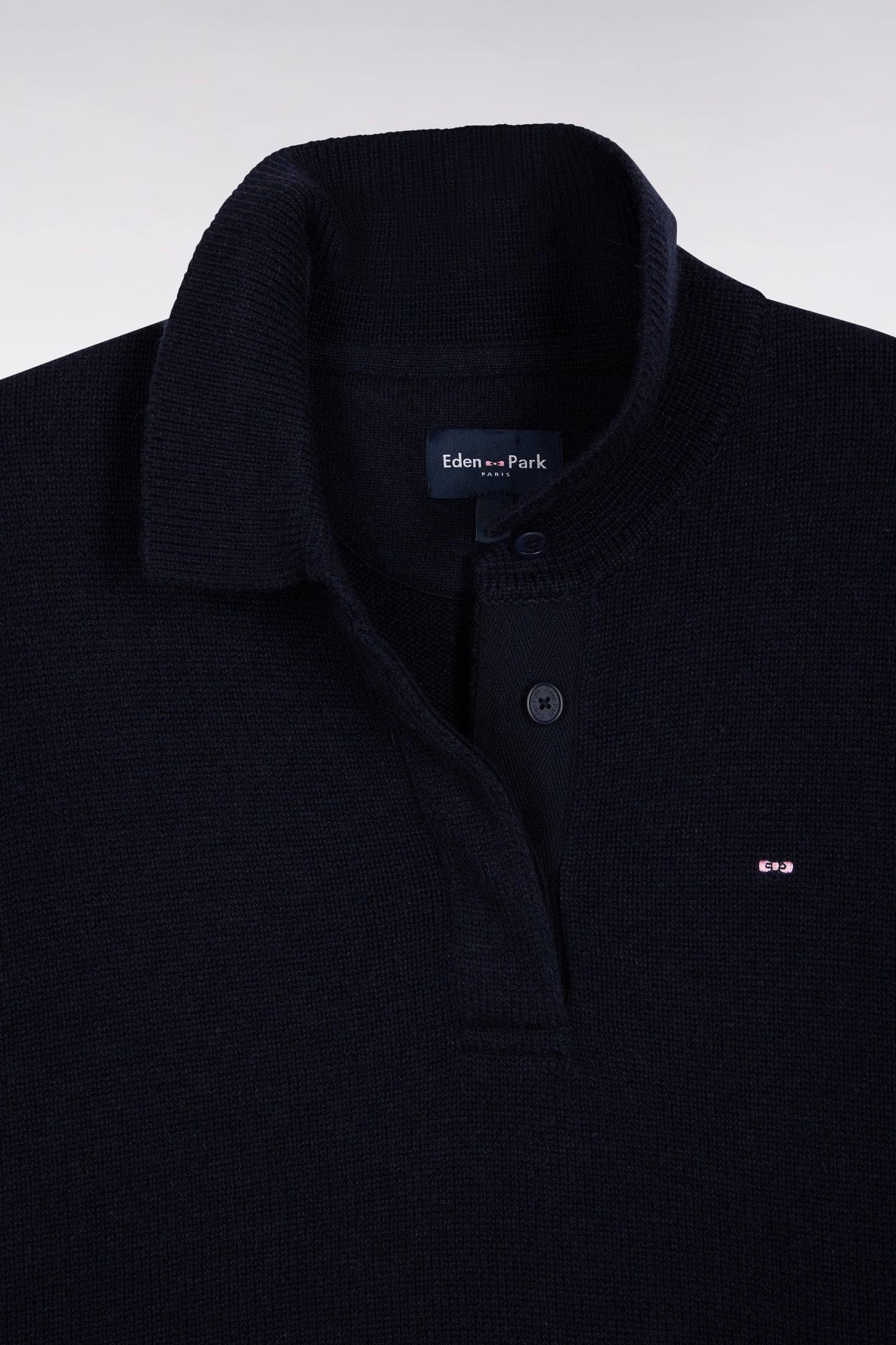 Relaxed fit navy wool and cashmere jersey-neck sweater