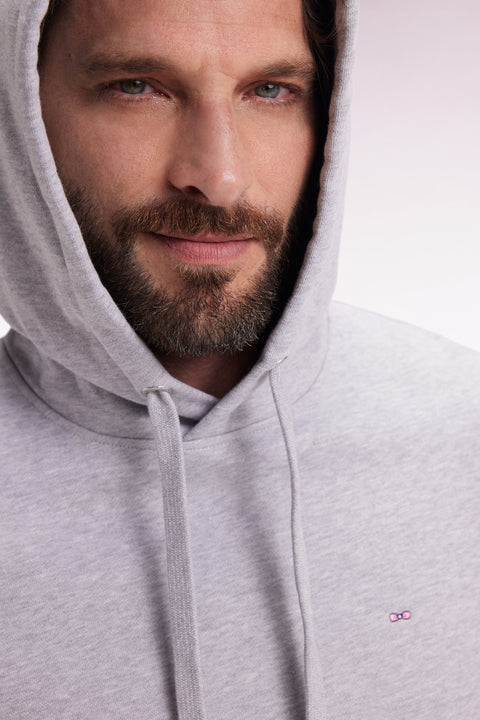 Grey cotton hooded sweatshirt, straight cut - Image 3