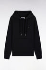 Black cotton hooded sweatshirt, straight cut