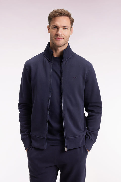 Navy cotton zip-up sweatshirt, straight cut - Image 3
