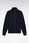 Navy cotton zip-up sweatshirt, straight cut
