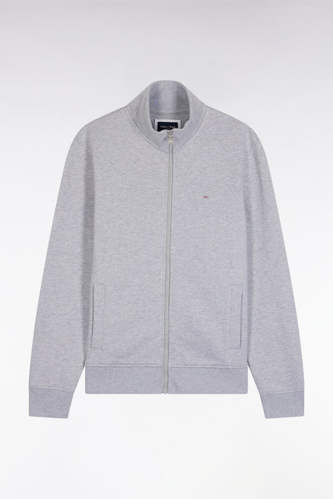 Grey cotton zip-up sweatshirt, straight cut - Image 2