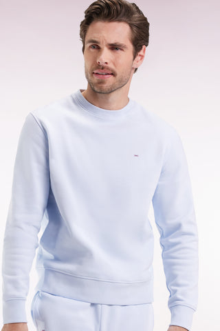 Sky cotton round-neck sweatshirt, straight cut
