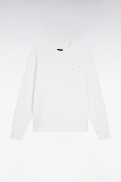White cotton round-neck sweatshirt, straight cut - Image 2