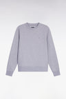 Grey cotton round-neck sweatshirt, straight cut