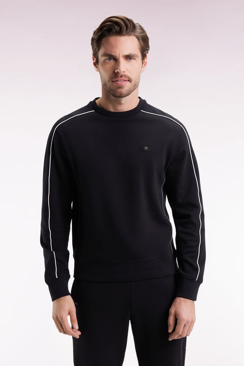 Black fleece sweatshirt with colored piping - Image 1