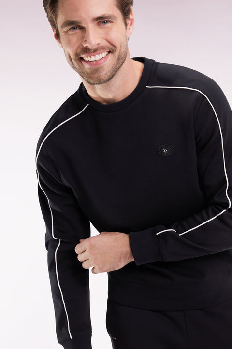 Black fleece sweatshirt with colored piping - Image 3