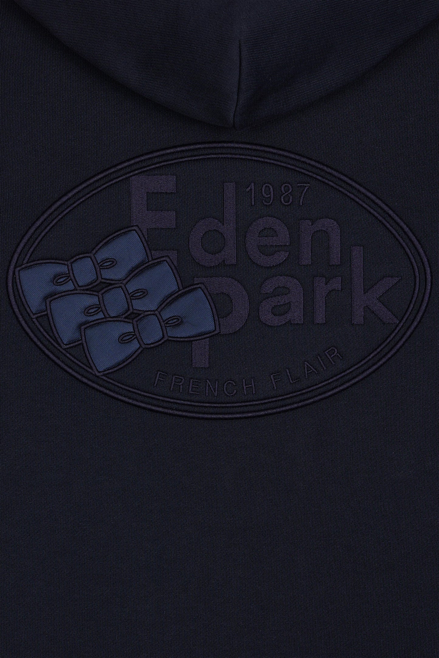 Zip-up hooded sweatshirt in navy fleece