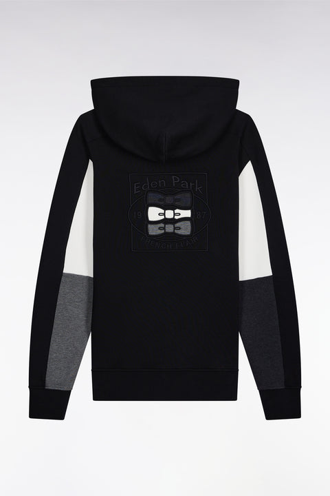 Black hooded sweatshirt with contrasting cut-out sleeves - Image 2