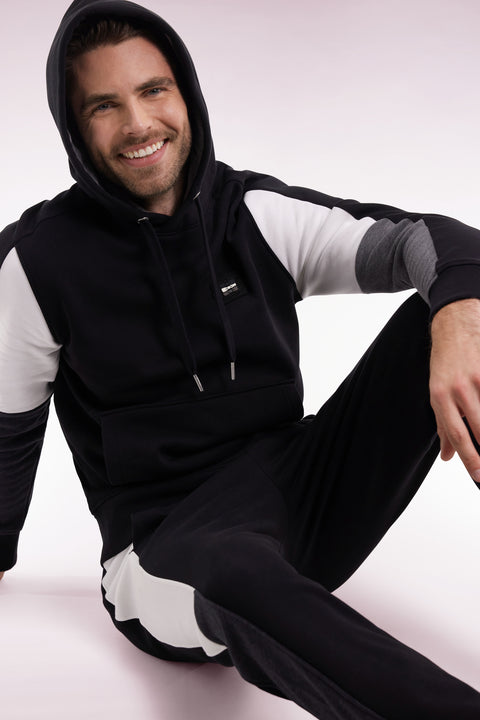 Black hooded sweatshirt with contrasting cut-out sleeves - Image 3