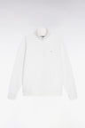 High-neck zip-up sweatshirt in white cotton fleece