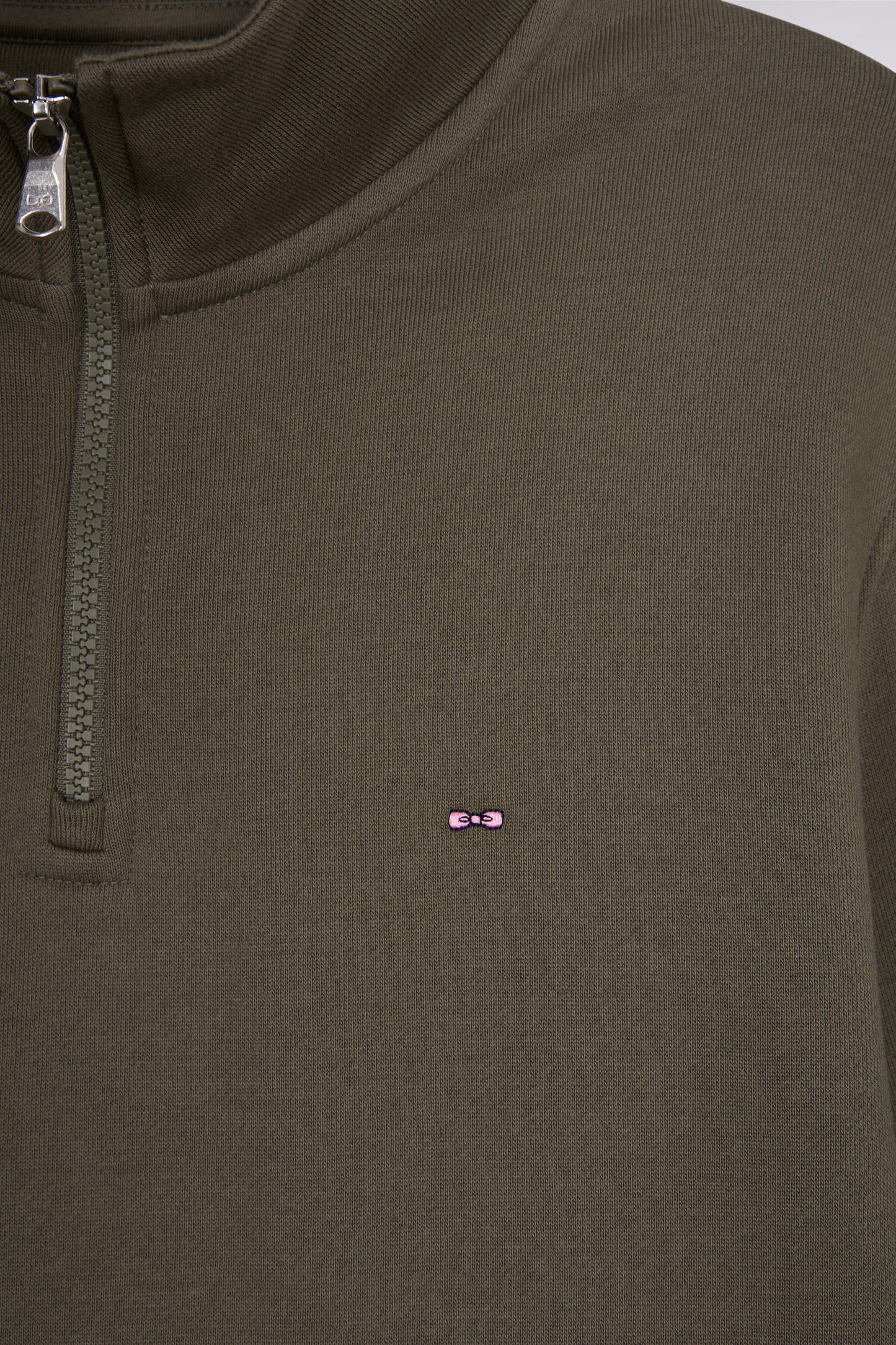 Khaki cotton fleece stand-up collar zip-up sweatshirt - CANCELLED