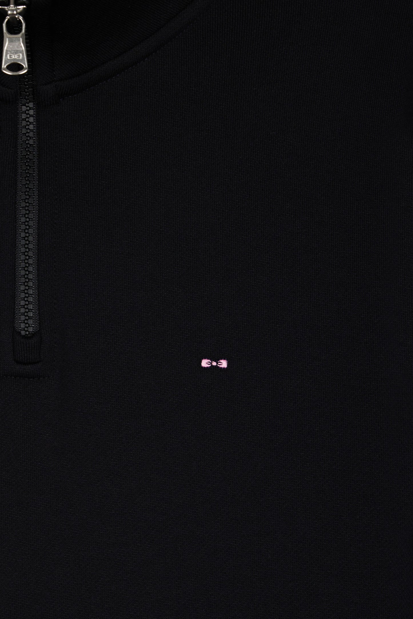 High-neck zip-up sweatshirt in black cotton fleece