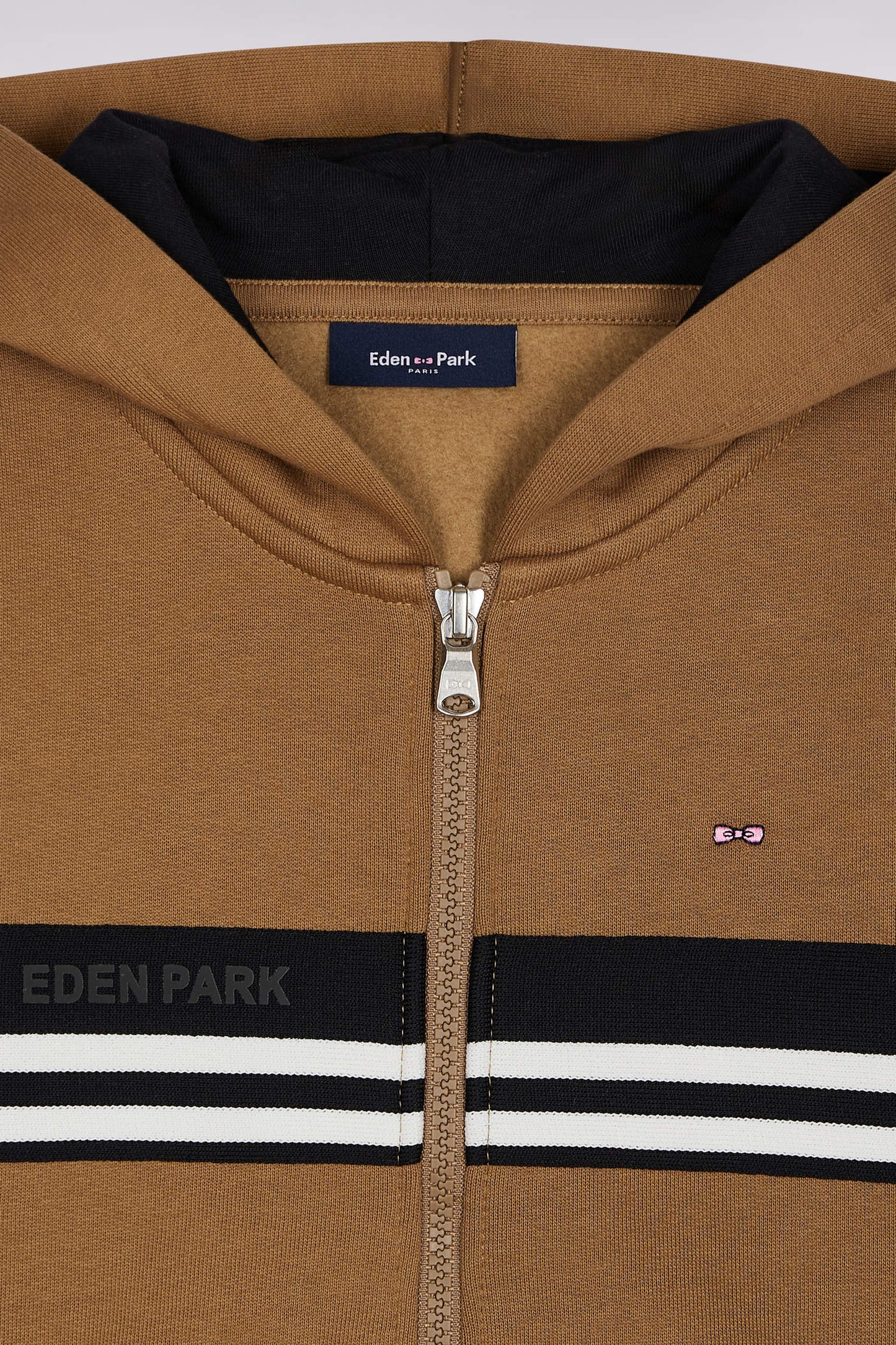 Zip-up hooded sweatshirt in camel molton blend