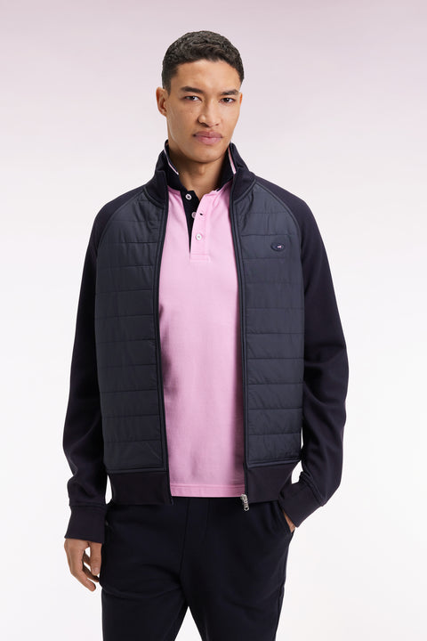 Navy two-color zip-up sweatshirt, straight cut - Image 3