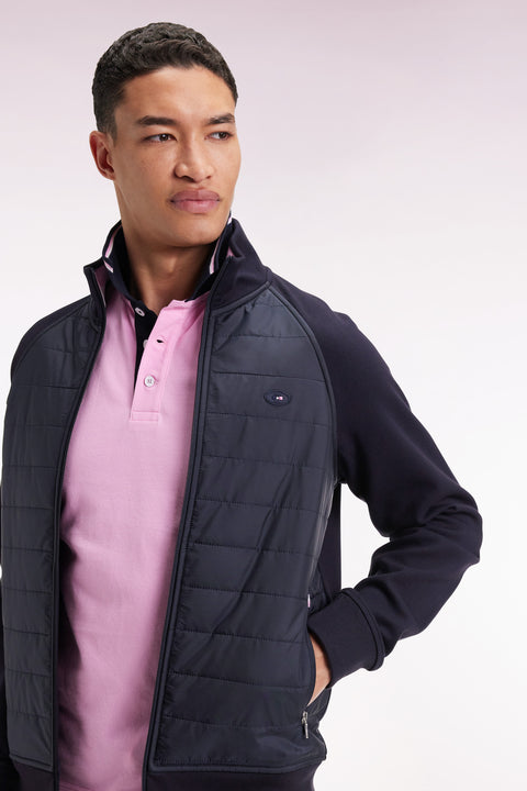 Navy two-color zip-up sweatshirt, straight cut - Image 1