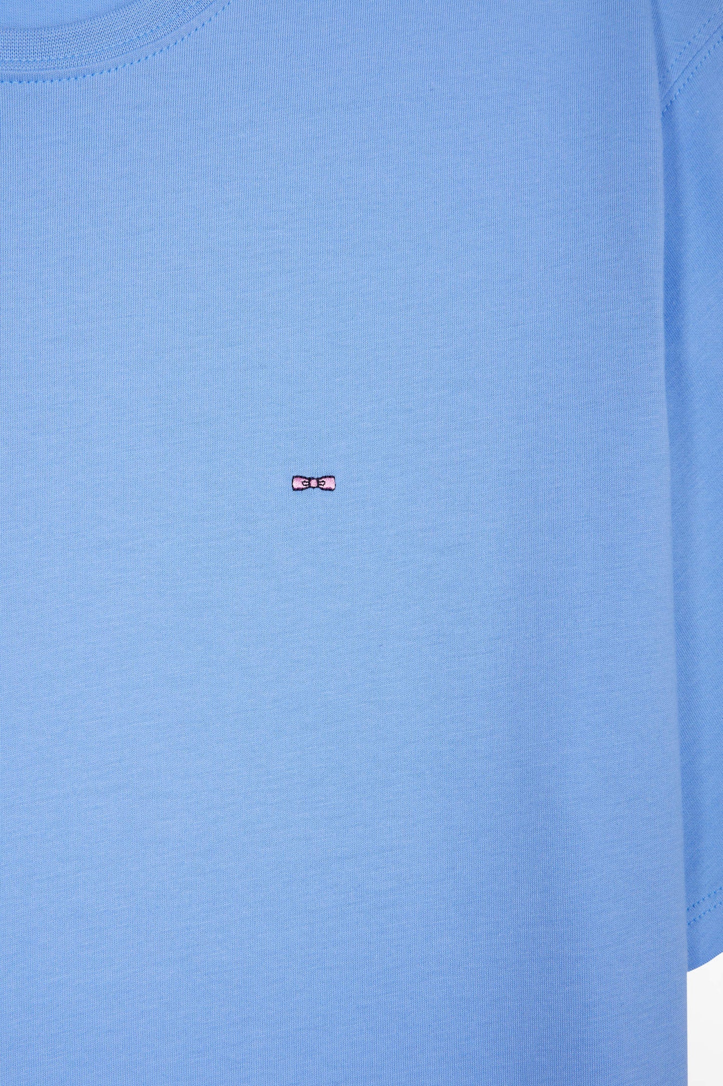 Short-sleeved round-neck T-shirt in sky blue Pima cotton