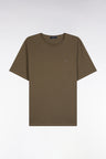 Short-sleeved round-neck T-shirt in khaki Pima cotton