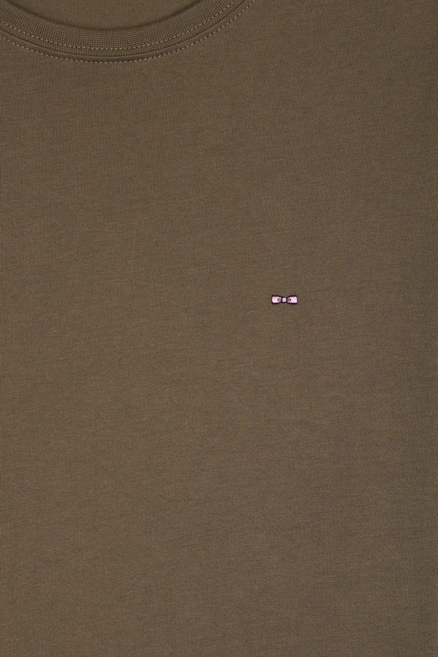 Short-sleeved round-neck T-shirt in khaki Pima cotton
