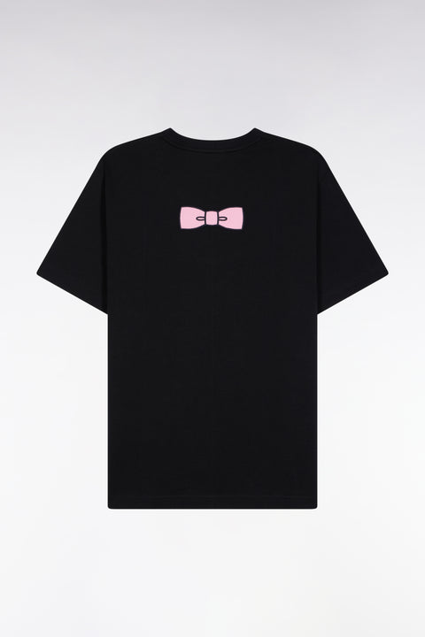 Short-sleeved T-shirt with embroidered back in black Pima cotton - Image 2